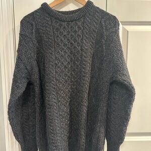 Aran Crafts Charcoal Cable Knit Crewneck Sweater